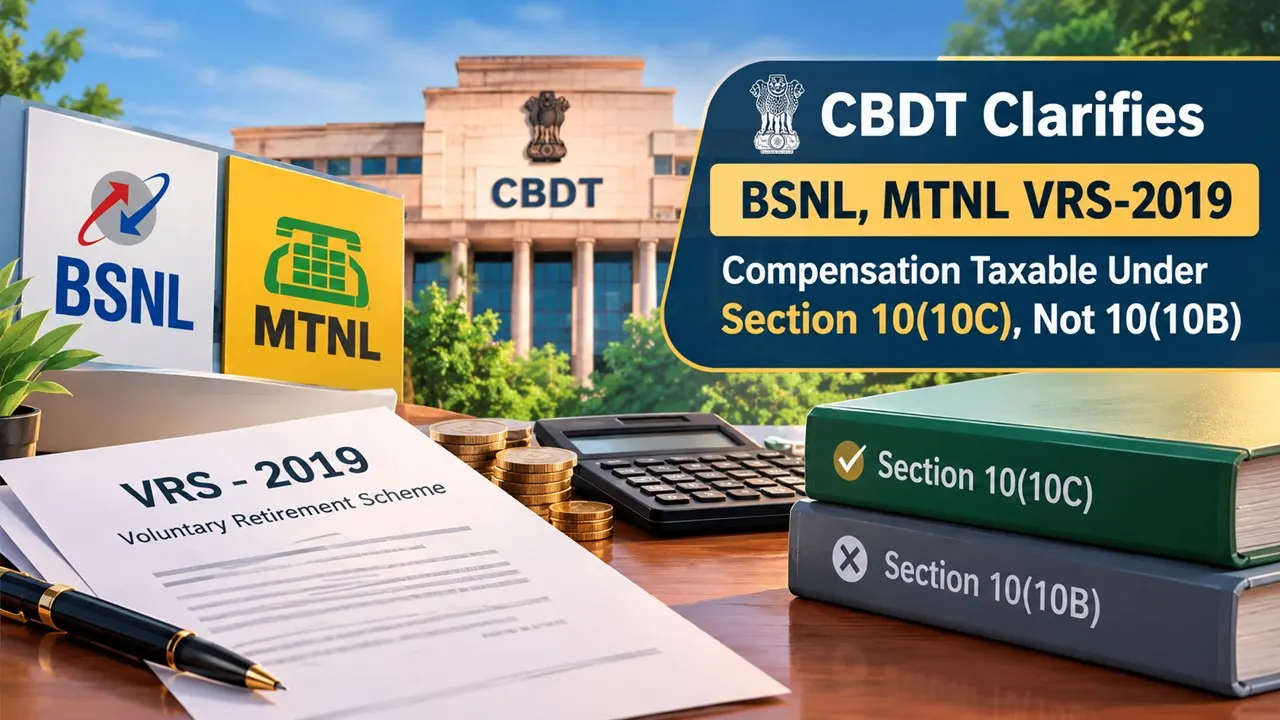 CBDT Clarifies BSNL, MTNL VRS-2019 Compensation Taxable Under Section 10(10C), Not 10(10B)