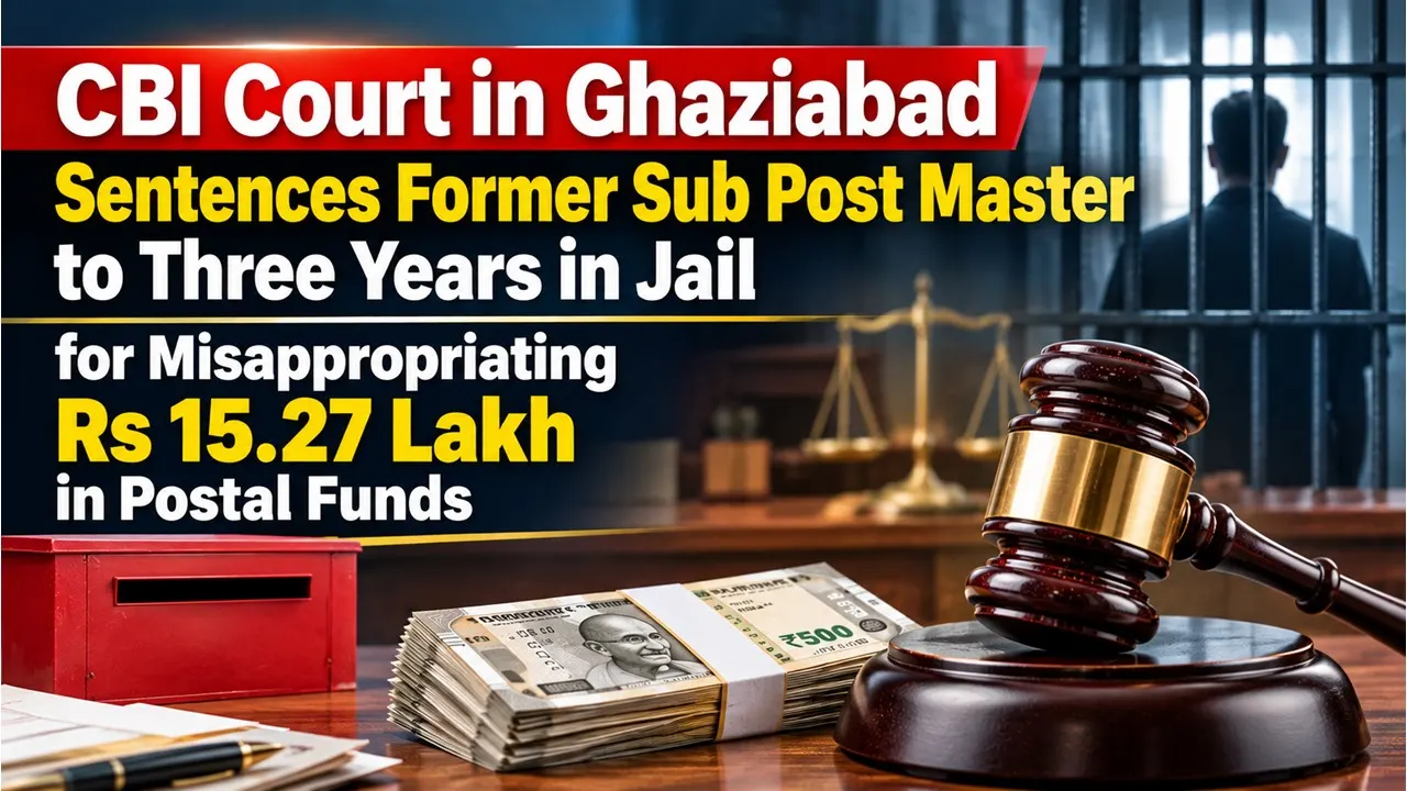 CBI Court in Ghaziabad Sentences Former Sub Post Master to Three Years in Jail for Misappropriating Rs 15.27 Lakh in Postal Funds