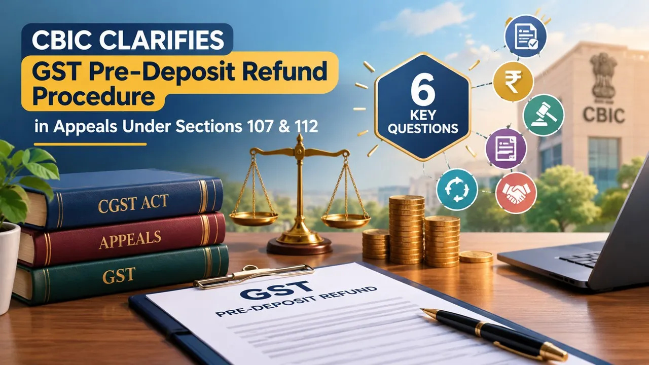 CBIC Clarifies GST Pre-Deposit Refund Procedure in Appeals Under Sections 107 and 112, Addresses Six Key Questions