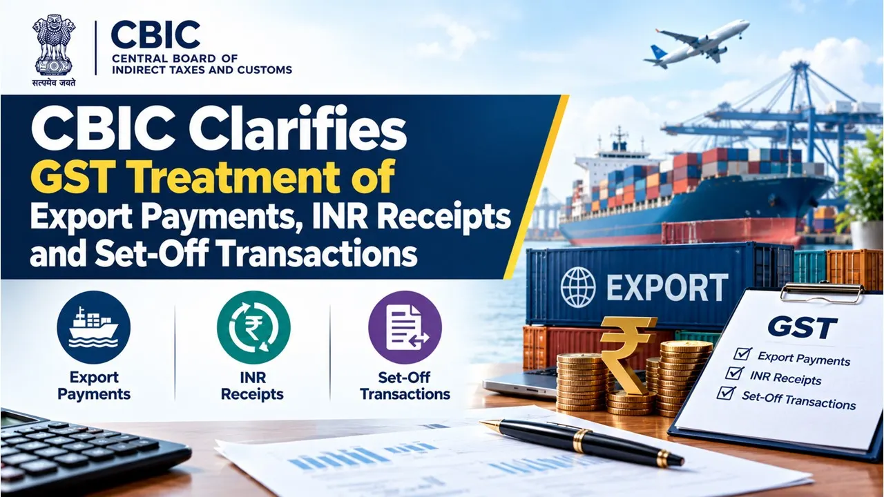 CBIC Clarifies GST Treatment of Export Payments, INR Receipts and Set-Off Transactions