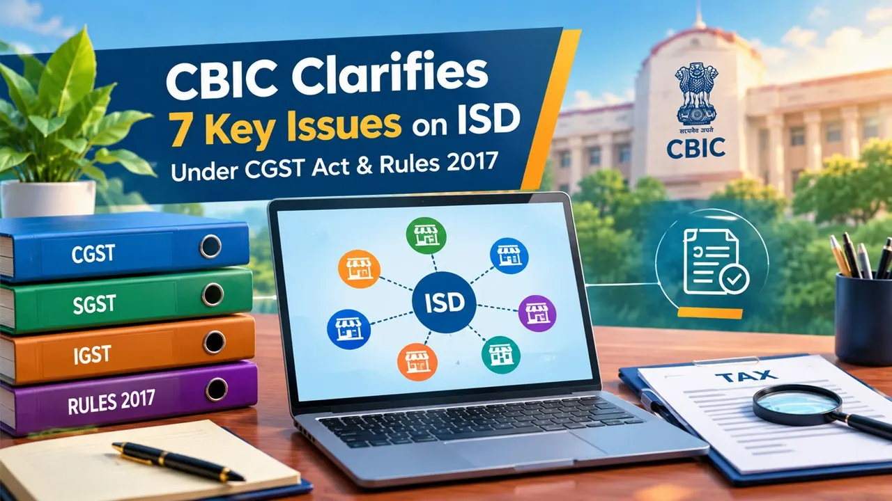 CBIC Clarifies Seven Key Issues Concerning Input Service Distributor (ISD) Under CGST Act and Rules 2017