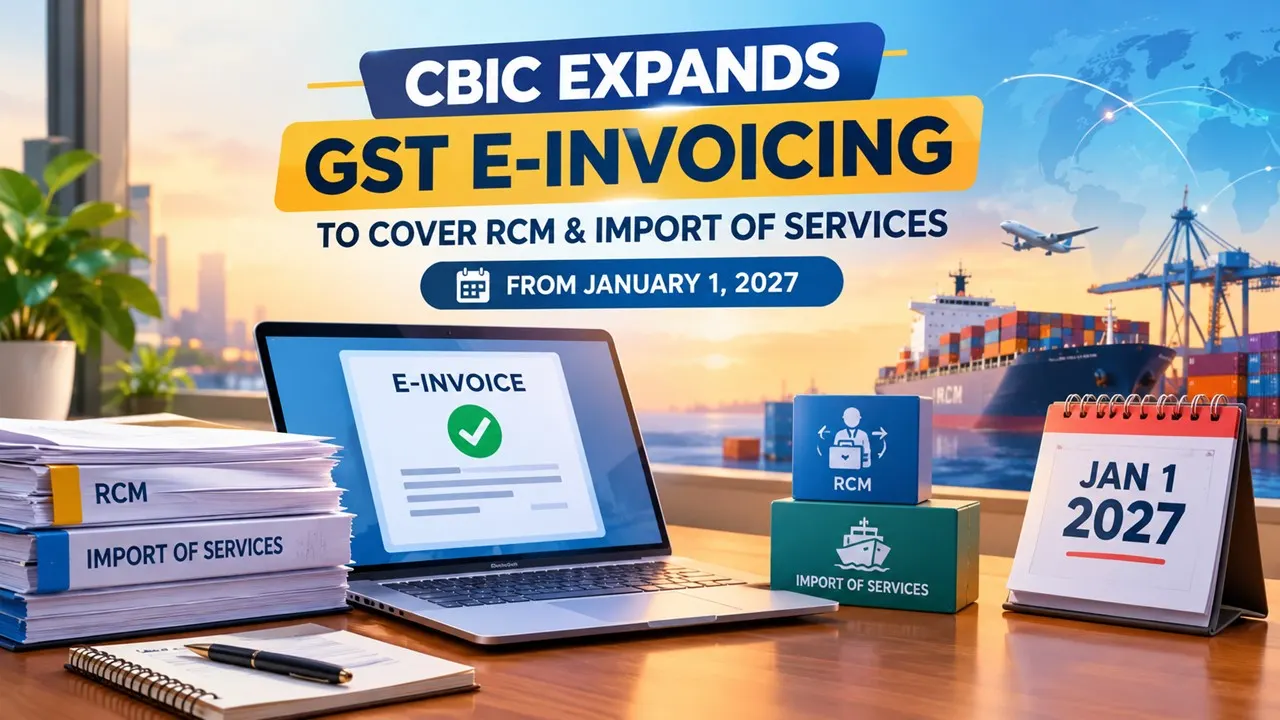CBIC Expands GST E-Invoicing Scope to Cover RCM and Import of Services Effective January 1, 2027