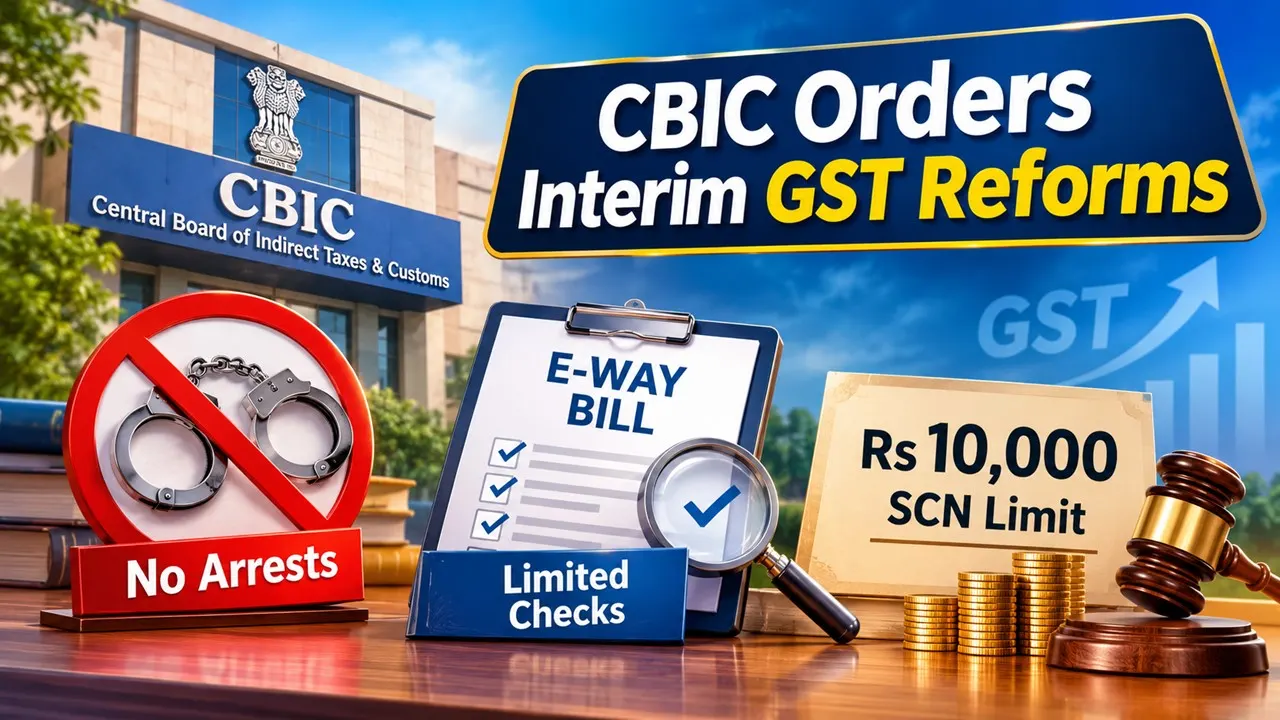 CBIC Orders Interim GST Reforms: No Arrests, Limited E-Way Bill Checks and Rs 10,000 SCN Limit