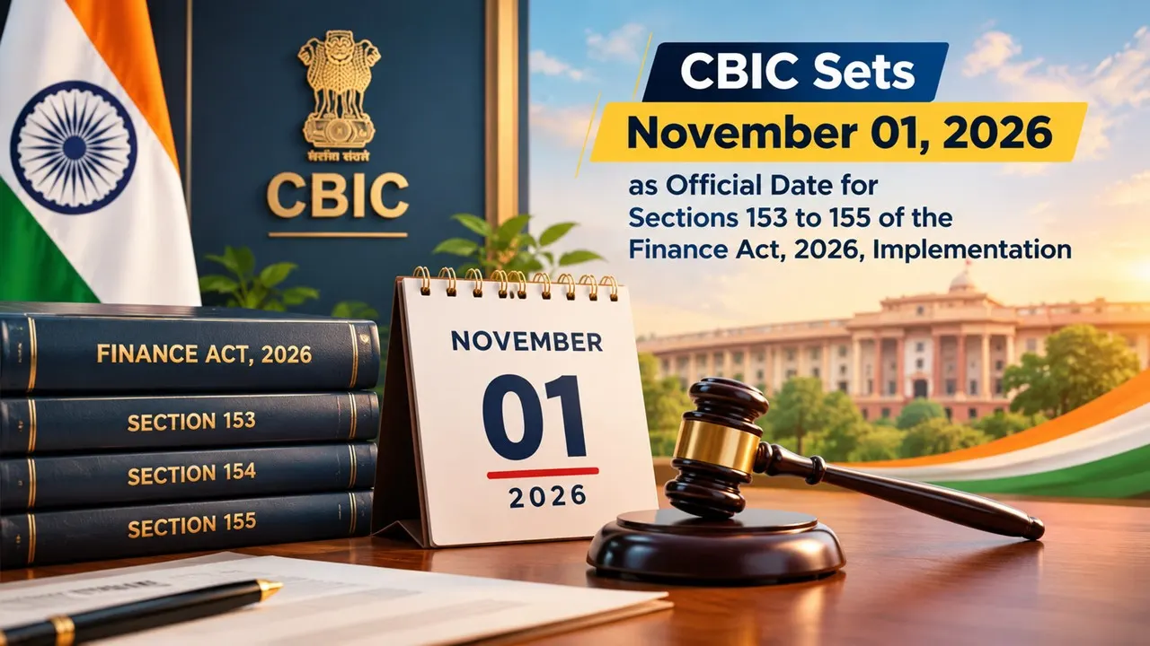 CBIC Sets November 01, 2026, As Official Date for Sections 153 to 155 of the Finance Act, 2026, Implementation