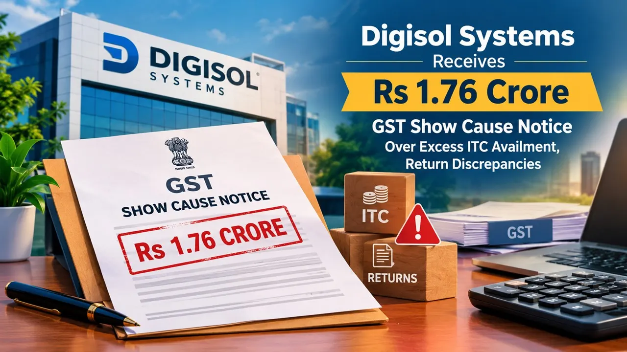 Digisol Systems Receives Rs 1.76 Crore GST Show Cause Notice Over Excess ITC Availment, Return Discrepancies