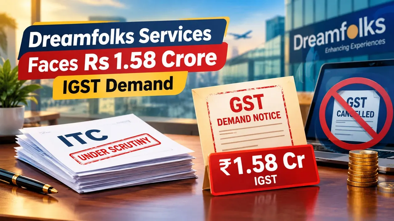Dreamfolks Services Faces Rs 1.58 Crore IGST Demand Over ITC Availment on Invoices Issued by GST-Cancelled Supplier