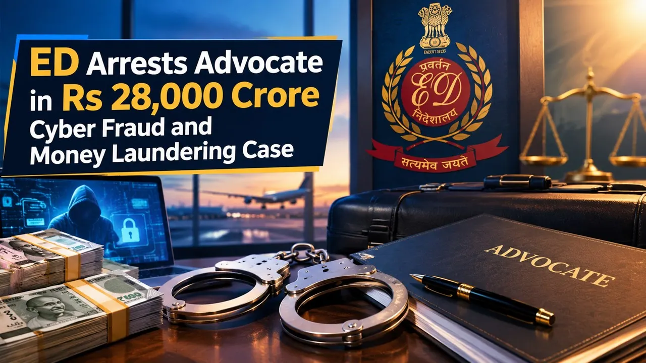 ED Arrests Advocate in Rs 28,000 Crore Cyber Fraud and Money Laundering Case