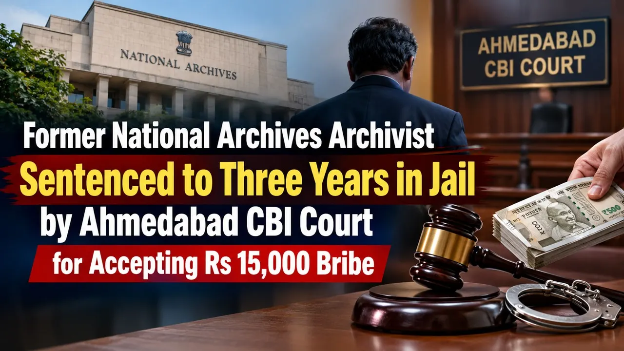 Former National Archives Archivist Sentenced to Three Years in Jail by Ahmedabad CBI Court for Accepting Rs 15,000 Bribe
