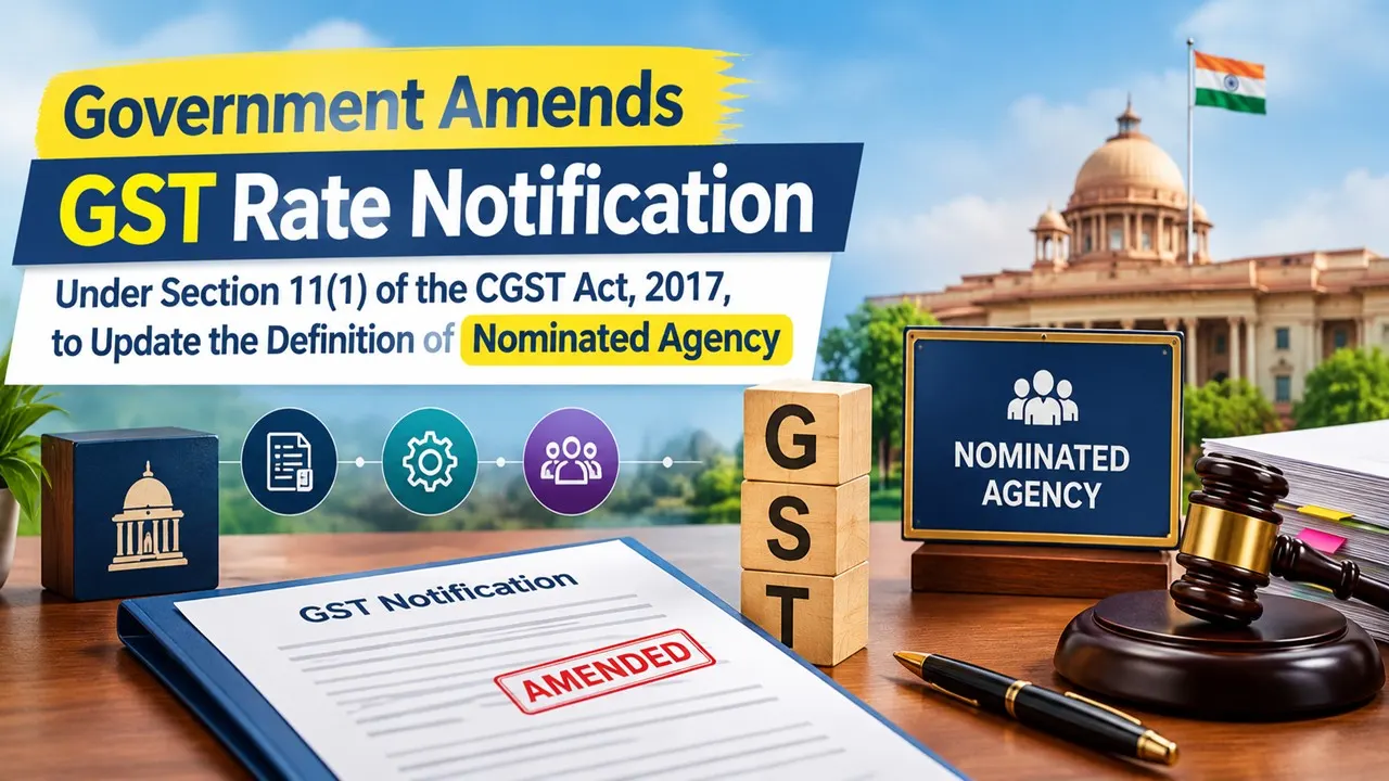 Government Amends GST Rate Notification Under Section 11(1) of the CGST Act, 2017, to Update The Definition of Nominated Agency