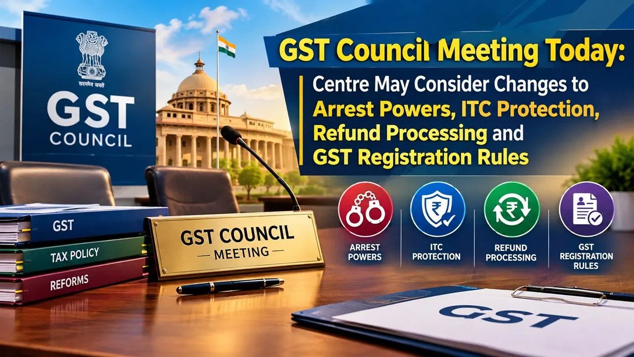 GST Council Meeting Today: Centre May Consider Changes to Arrest Powers, ITC Protection, Refund Processing and GST Registration Rules