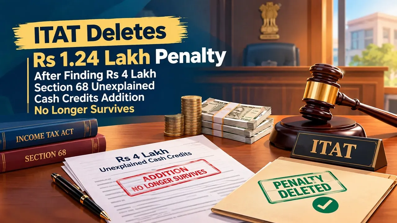 ITAT Deletes Rs 1.24 Lakh Penalty After Finding Rs 4 Lakh Section 68 Unexplained Cash Credits Addition No Longer Survives