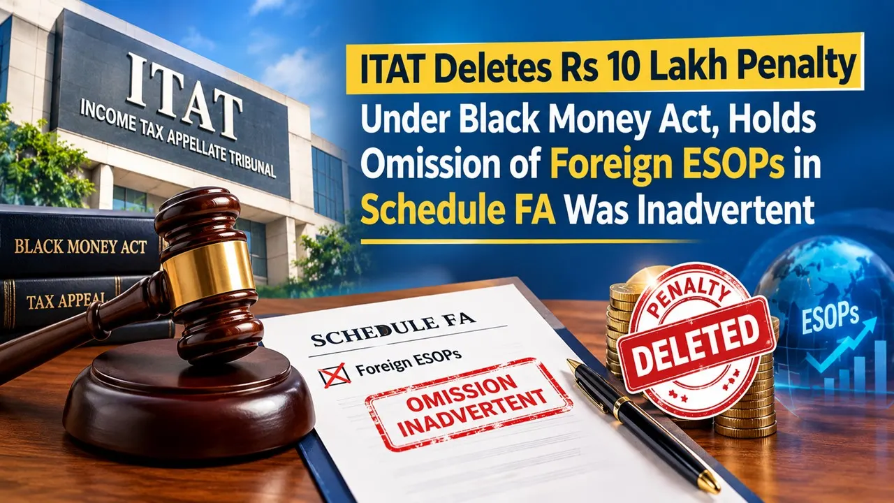 ITAT Deletes Rs 10 Lakh Penalty Under Black Money Act, Holds Omission of Foreign ESOPs in Schedule FA Was Inadvertent