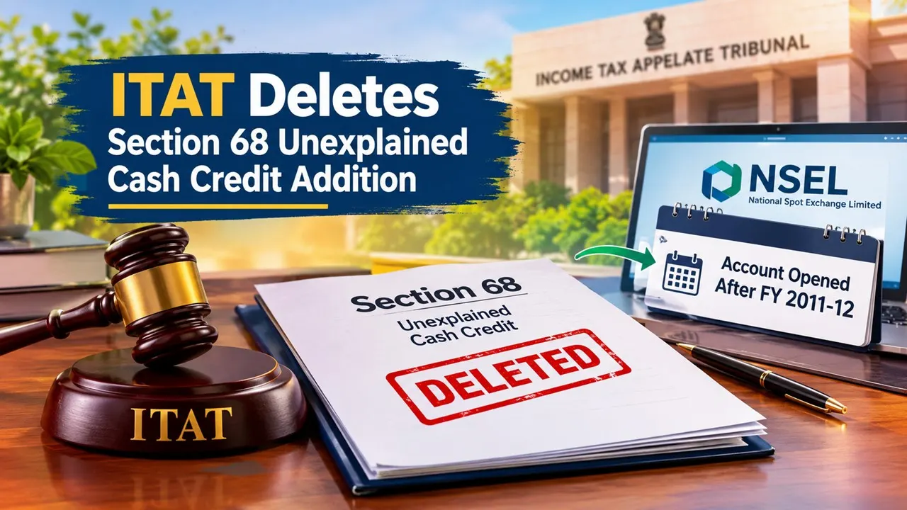 ITAT Deletes Section 68 Unexplained Cash Credit Addition as NSEL Account Was Opened After FY 2011-12