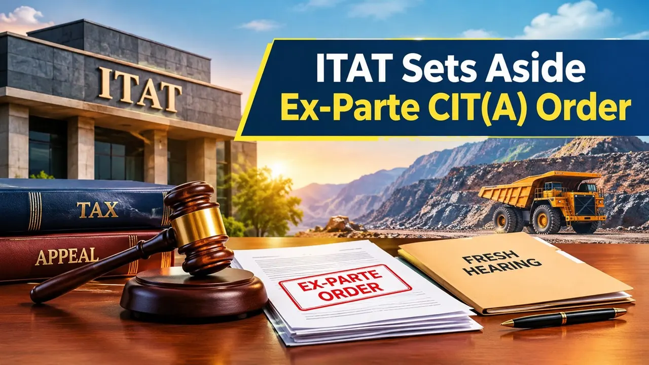 ITAT Sets Aside Ex-Parte CIT(A) Order After Mining Contractor Seeks Fresh Hearing, Directs Reconsideration of Tax Disallowances