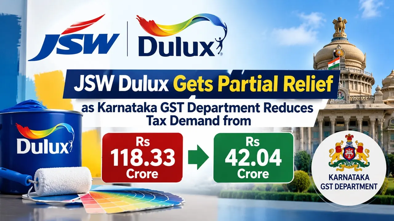 JSW Dulux Gets Partial Relief as Karnataka GST Department Reduces Tax Demand from Rs 118.33 Crore to Rs 42.04 Crore
