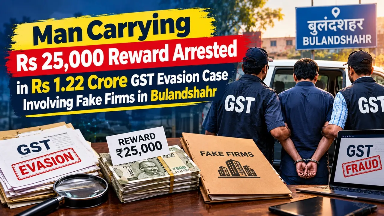 Man Carrying Rs 25,000 Reward Arrested in Rs 1.22 Crore GST Evasion Case Involving Fake Firms in Bulandshahr