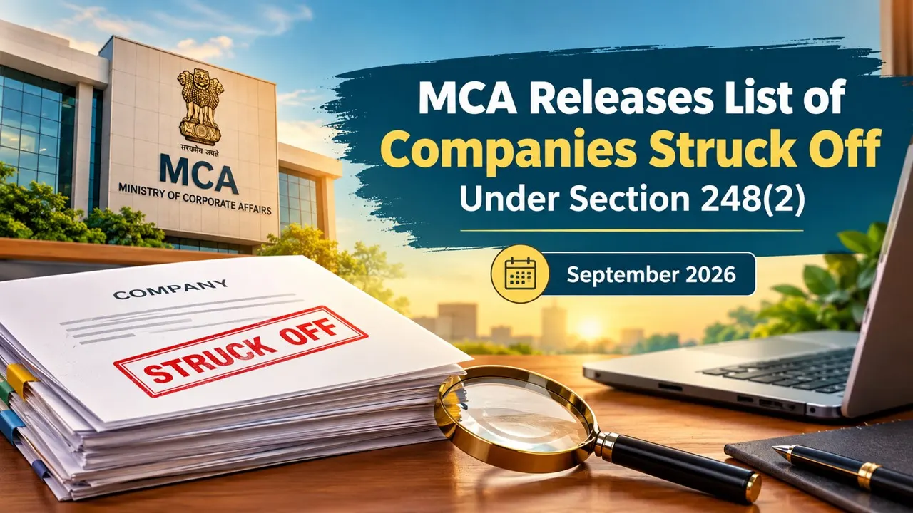 MCA Releases List of Companies Struck Off Under Section 248(2) for September 2026 at mca.gov.in