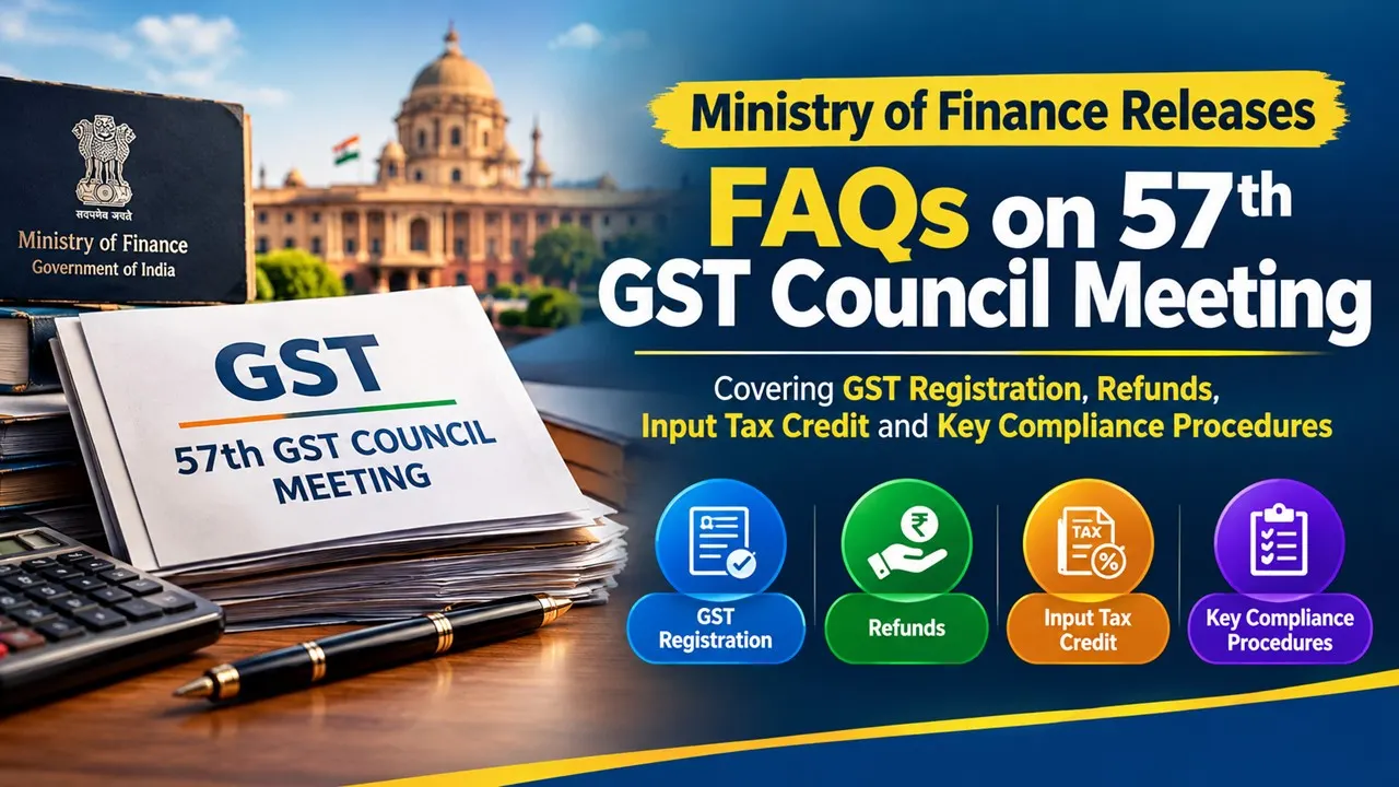 Ministry of Finance Releases FAQs on 57th GST Council Meeting, Covering GST Registration, Refunds, Input Tax Credit and Key Compliance Procedures