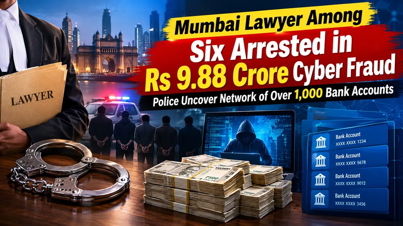 Mumbai Lawyer Among Six Arrested in Rs 9.88 Crore Cyber Fraud; Police Uncover Network of Over 1,000 Bank Accounts