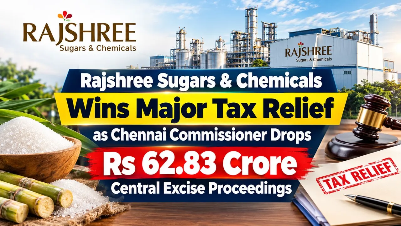 Rajshree Sugars & Chemicals Wins Major Tax Relief as Chennai Commissioner Drops Rs 62.83 Crore Central Excise Proceedings