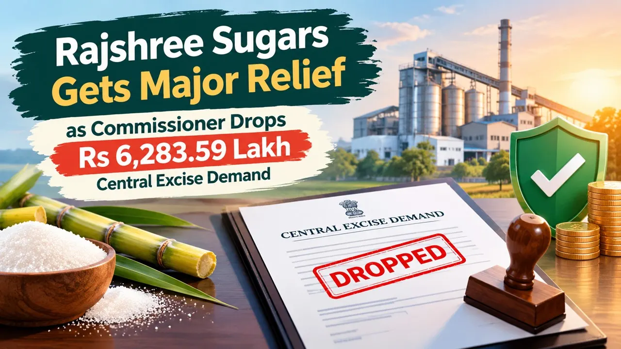 Rajshree Sugars Gets Major Relief as Commissioner Drops Rs 6,283.59 Lakh Central Excise Demand