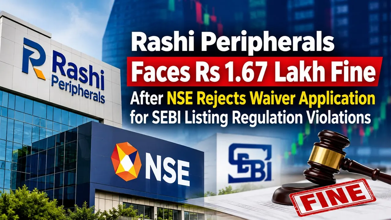 Rashi Peripherals Faces Rs 1.67 Lakh Fine After NSE Rejects Waiver Application for SEBI Listing Regulation Violations