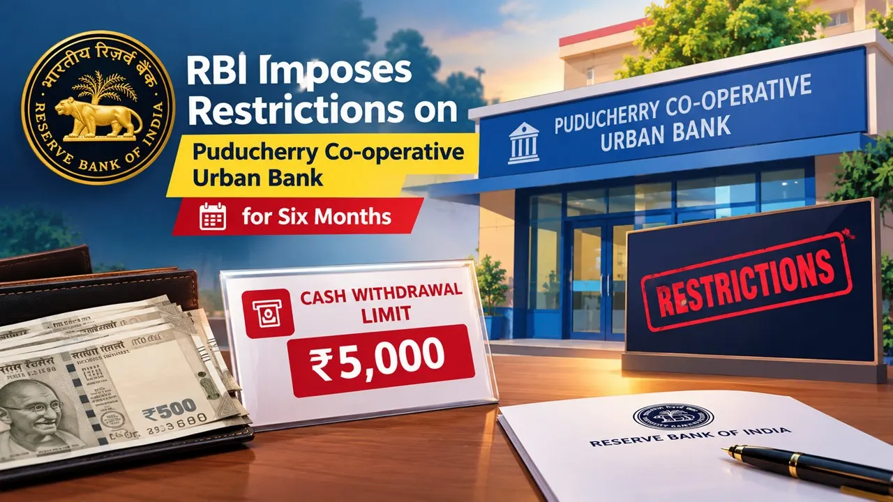 RBI Imposes Restrictions on Puducherry Co-operative Urban Bank for Six Months, Caps Cash Withdrawals at Rs 5,000