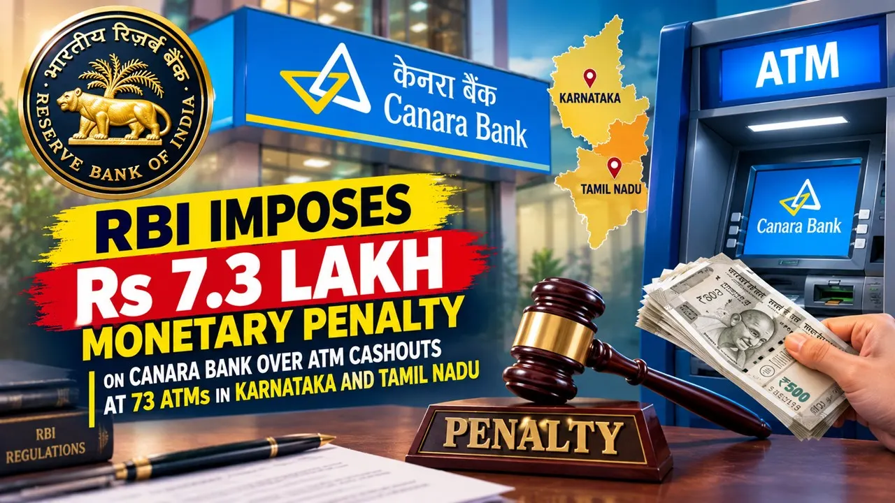 RBI Imposes Rs 7.3 Lakh Monetary Penalty on Canara Bank Over ATM Cashouts at 73 ATMs in Karnataka and Tamil Nadu