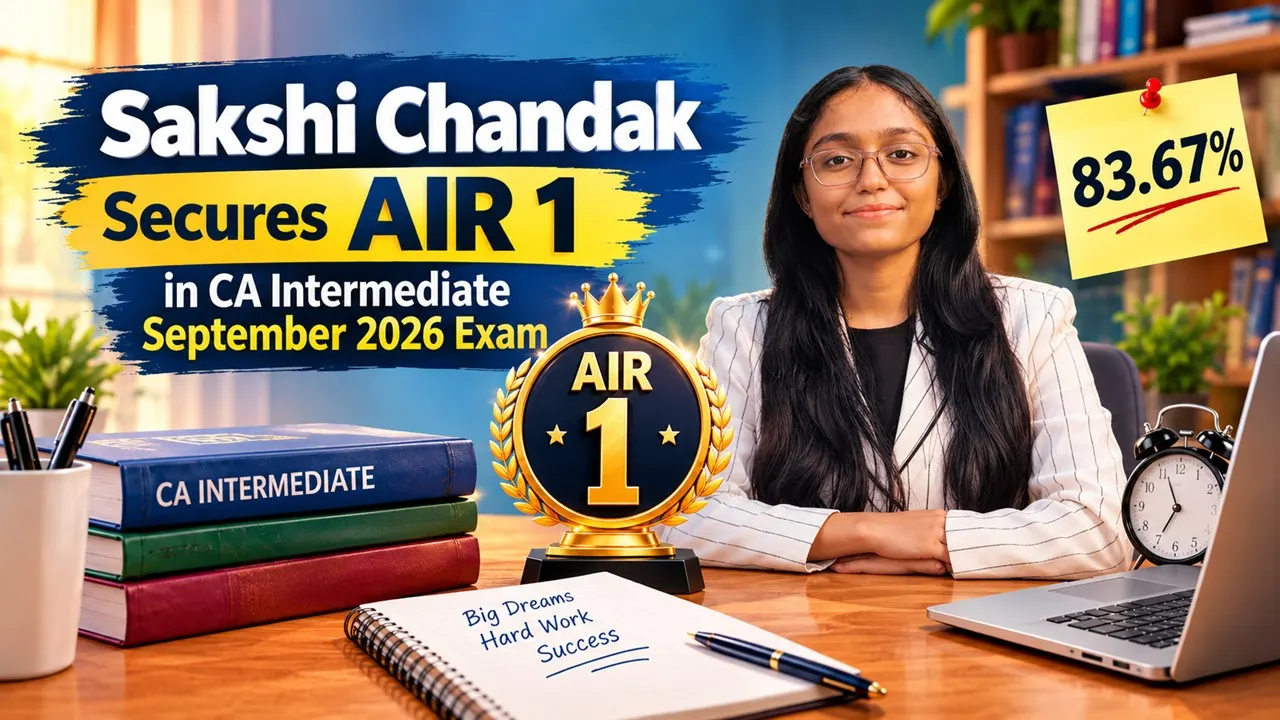 Sakshi Chandak Secures AIR 1 in CA Intermediate September 2026 Exam with 83.67% After Studying Up to 16 Hours a Day