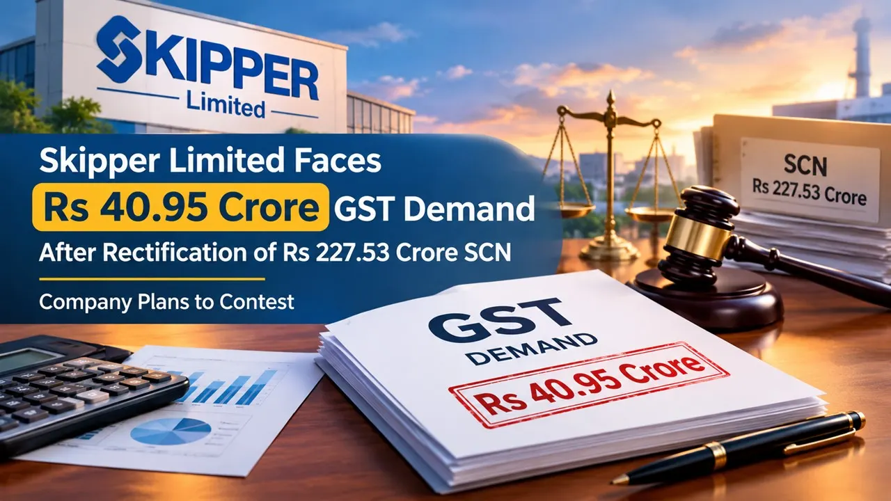 Skipper Limited Faces Rs 40.95 Crore GST Demand After Rectification of Rs 227.53 Crore SCN; Company Plans to Contest