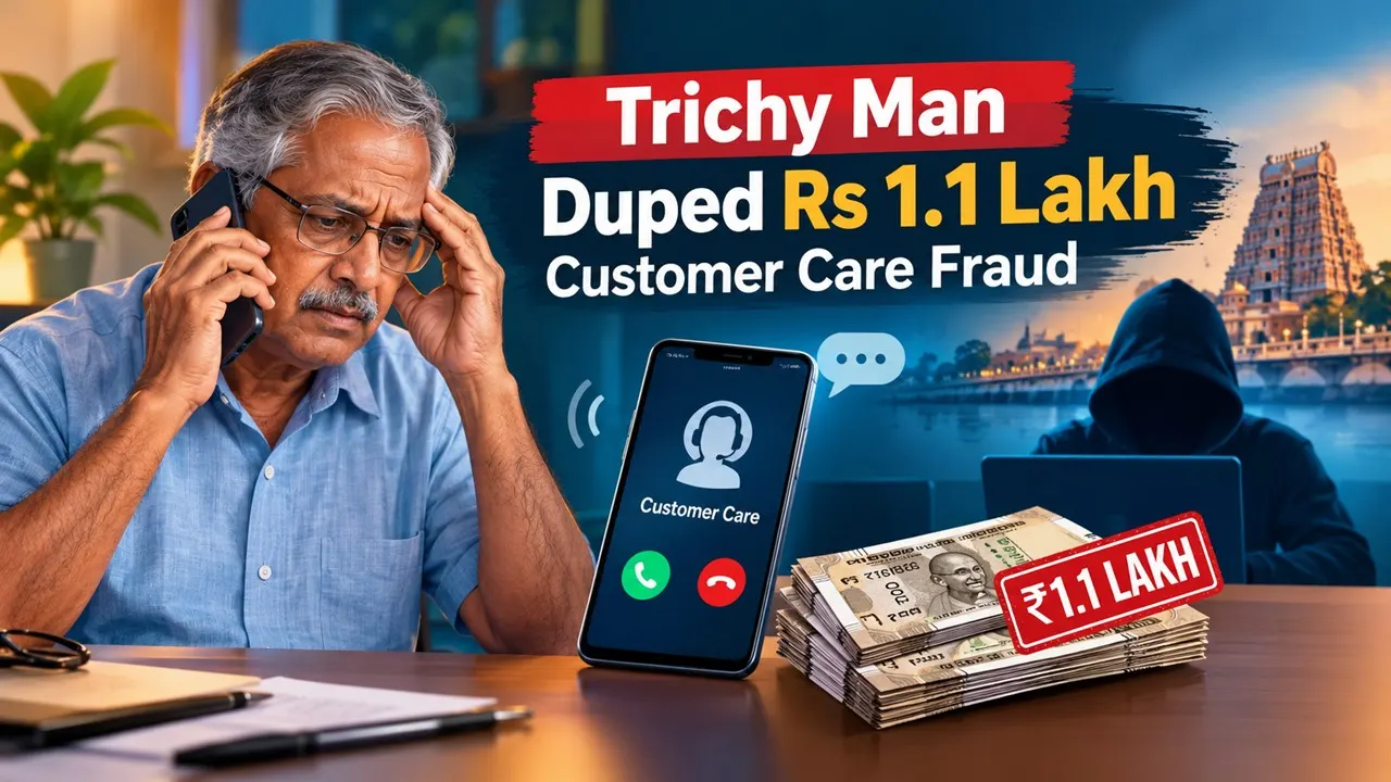 Trichy Man Aged 64 Years Duped Rs 1.1 Lakh Customer Care Fraud