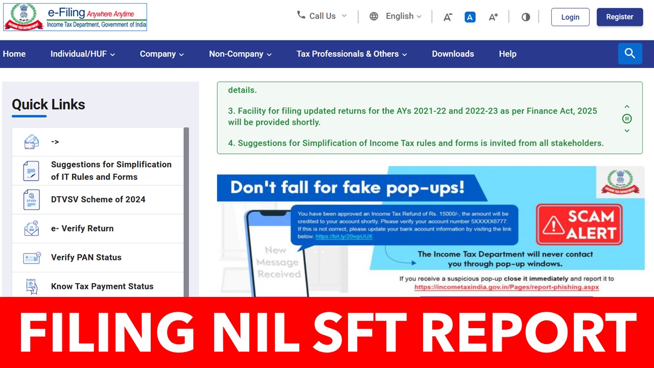 Do we need to file Nil statement of financial transaction [SFT] or Not