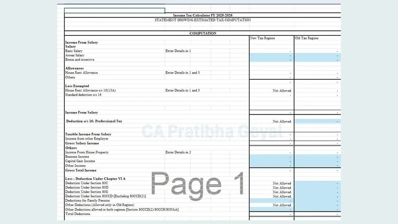 Download Income Tax Calculator FY 2025-26 in Excel