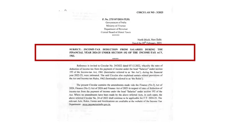 CBDT issues important circular on Income Tax Deductions From Salaries During FY 2024-25 [Read Circular]