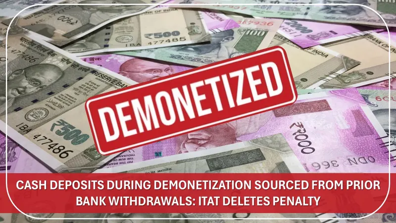 Cash Deposits During Demonetization Sourced From Prior Bank Withdrawals: ITAT Deletes Penalty