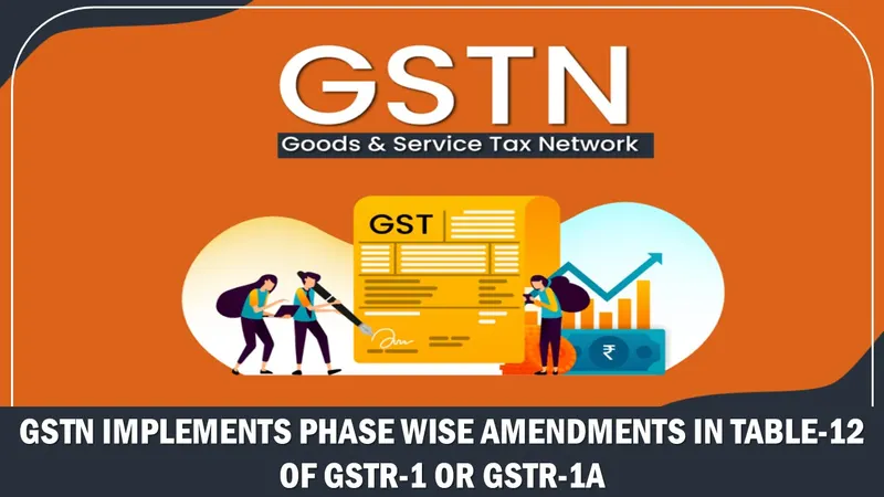 GSTN Implements Phase Wise Amendments in Table-12 of GSTR-1 or GSTR-1A