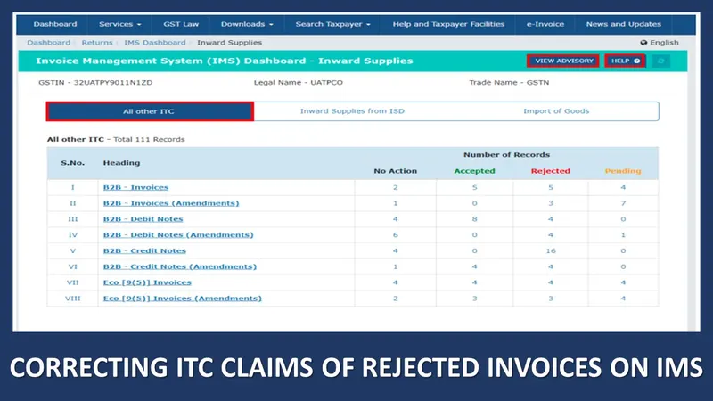 Wrongly Rejected IMS Records? GSTN advises How to Fix Them Fast