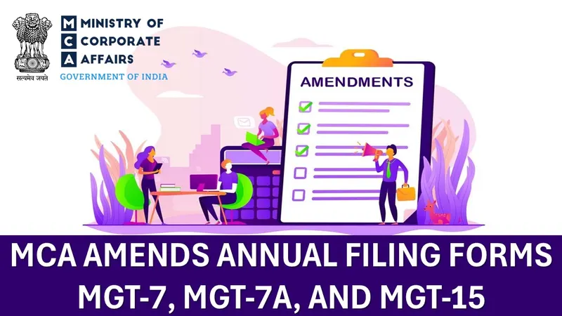Ministry of Corporate Affairs Amends Annual Filing Forms MGT-7, MGT-7A, and MGT-15