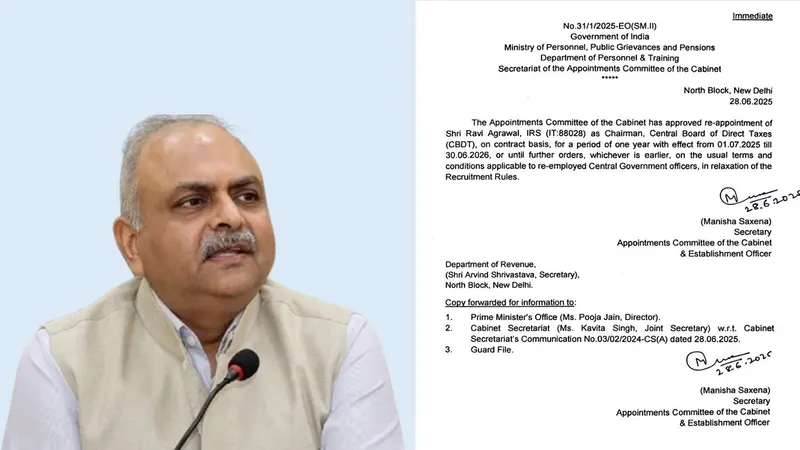 CBDT Chairman Ravi Agarwal gets one year extension