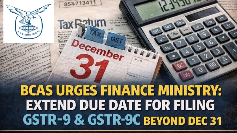 BCAS Urges Finance Ministry to Extend Due Date for Filing GSTR-9 and GSTR-9C Beyond Dec 31
