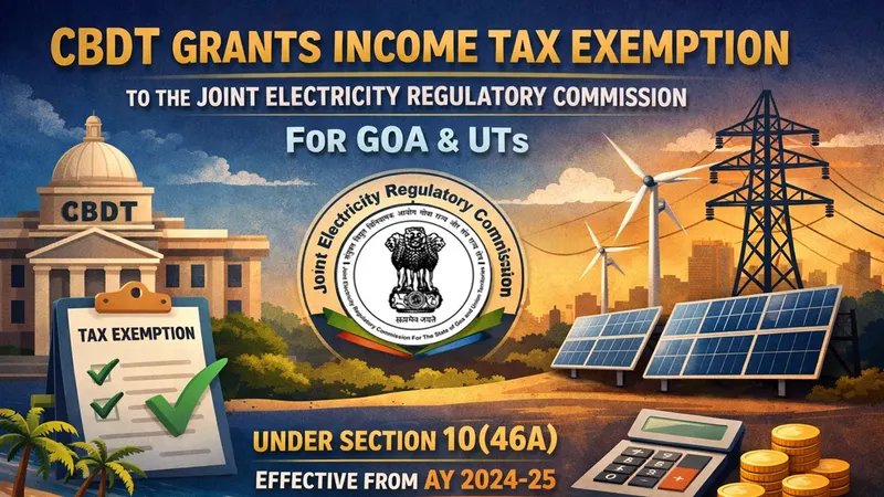 CBDT Grants Income Tax Exemption to Joint Electricity Regulatory Commission under Section 10(46A)