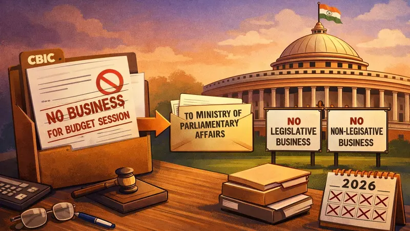 Budget 2026: CBIC Reports ‘NIL’ Legislative Business for Budget Session 2026 of Parliament Ministry