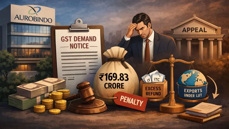 Aurobindo Pharma Faces Rs.169.83 Crore GST Demand Over Alleged Excess ITC Refund; Plans to Challenge