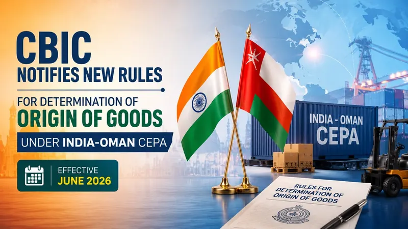 CBIC Notifies New Rules for Determination of Origin of Goods Under India-Oman CEPA, Effective June 2026