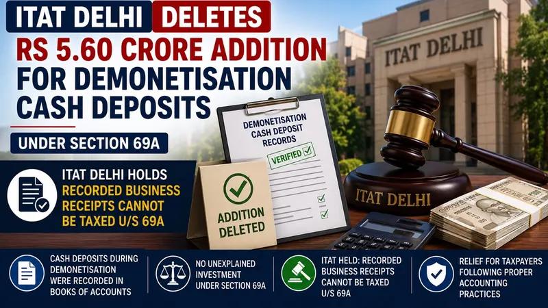 ITAT Delhi Deletes Rs 5.60 Crore Addition for Demonetisation Cash Deposits Under Section 69A