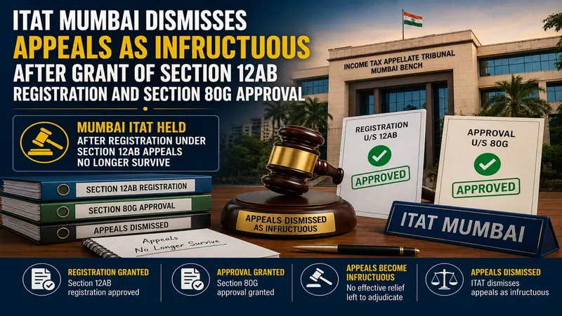 ITAT Mumbai Dismisses Appeals as Infructuous After Grant of Section 12AB Registration and Section 80G Approval