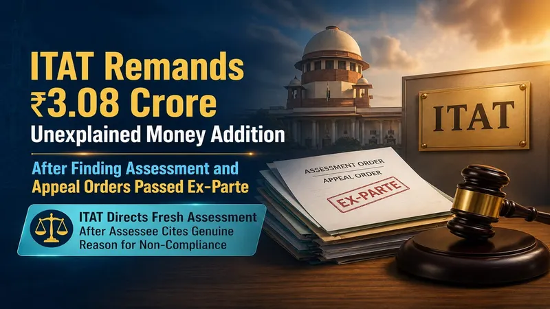 ITAT Remands Rs 3.08 Crore Unexplained Money Addition After Finding Assessment and Appeal Orders Passed Ex-Parte