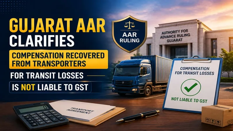 Gujarat AAR Clarifies Compensation Recovered from Transporters for Transit Losses Is Not Liable to GST