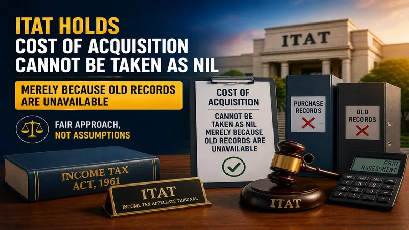 ITAT Holds Cost of Acquisition Cannot Be Taken as Nil Merely Because Old Records Are Unavailable