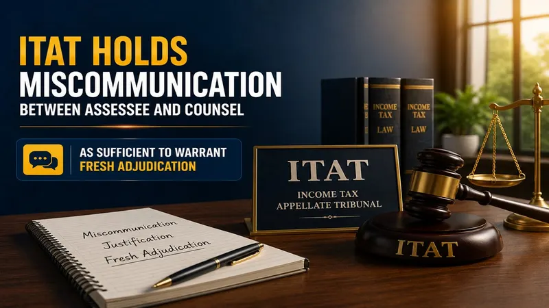 ITAT Holds Miscommunication Between Assessee and Counsel As Sufficient to Warrant Fresh Adjudication